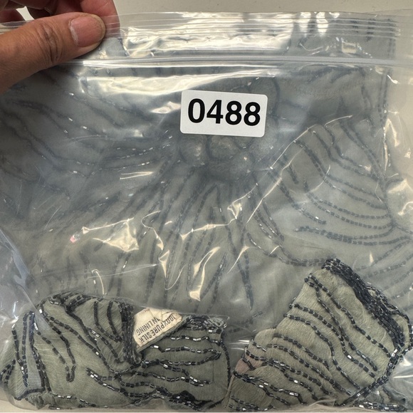 Vintage Pure Silk Beaded Floral Sheer Blouse Long Sleeve Art Ethereal Top - Picture 16 of 16